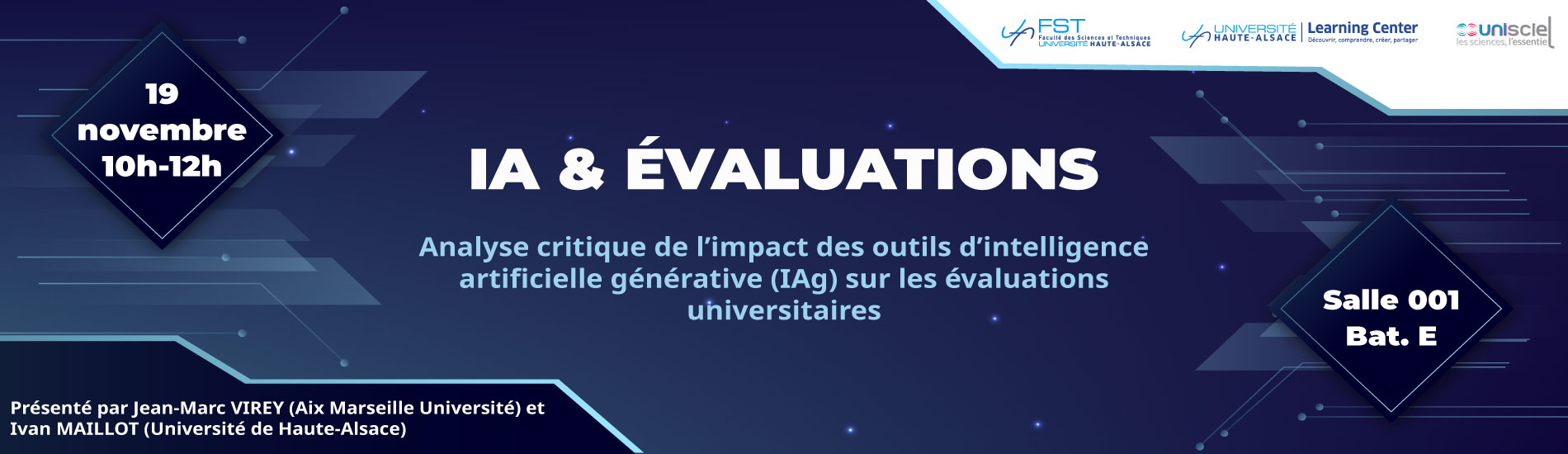 Conférence IA & évaluations du 19 novembre 2025 - de 10h à midi - Salle 001 Bâtiment E