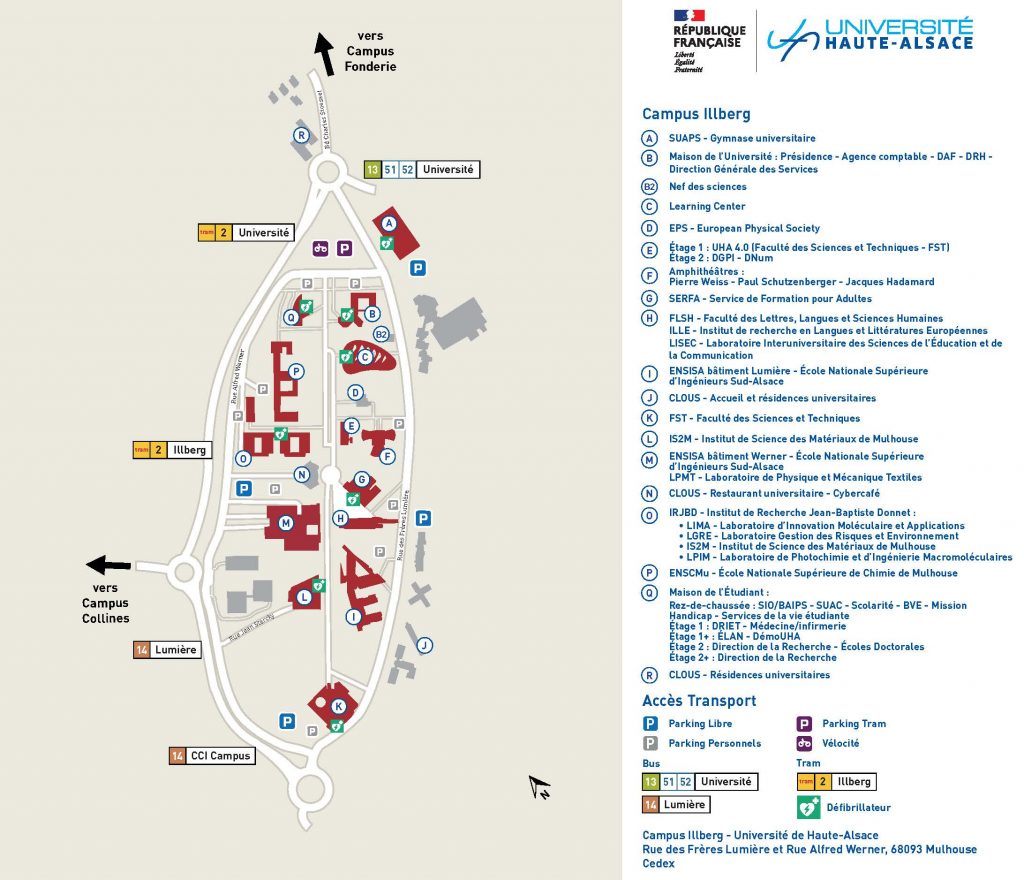 Plan du campus Illberg à Mulhouse